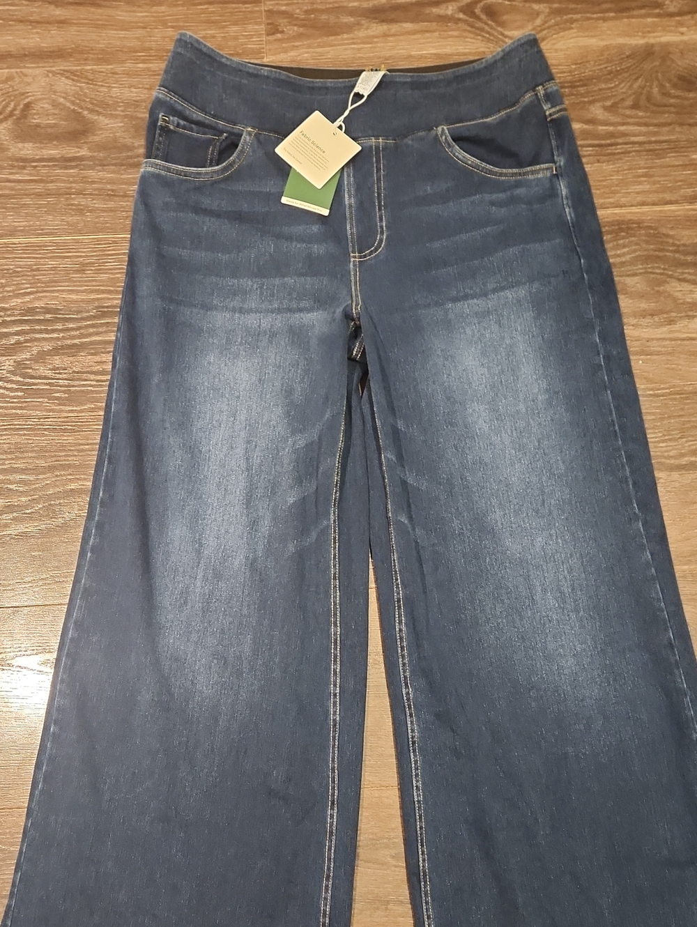 ❤️ NWT! HALARA FLEX DENIM WIDE LEG PULL ON JEANS, 12 - 14 LONG (LARGE TALL) - Picture 5 of 12
